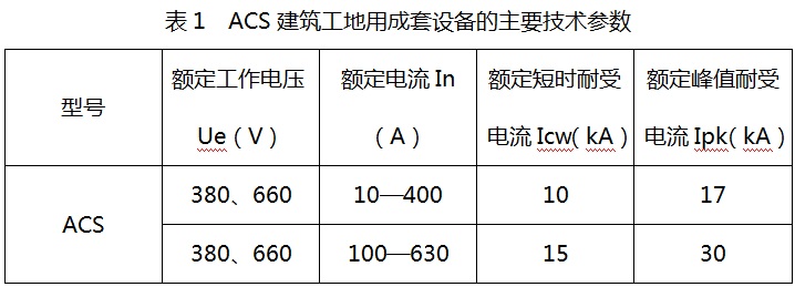 ACS建筑工地用成套设备的主要技术参数图片